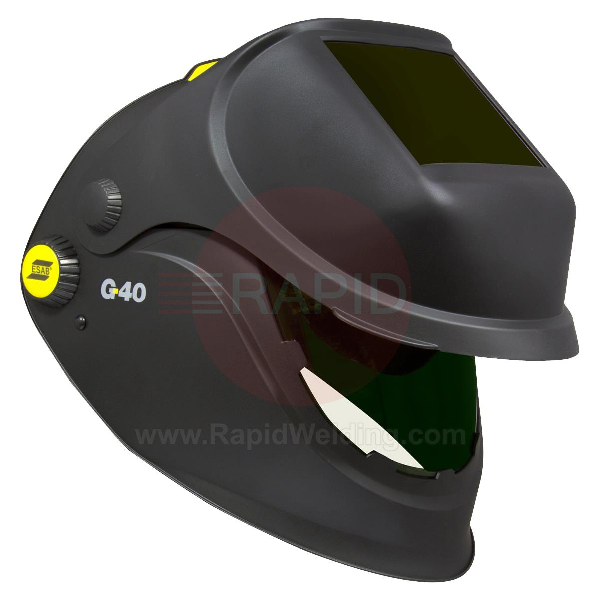 0700000439  ESAB G40 Air Flip-up Weld & Grind Helmet with 110 x 60mm Shade #10 Passive Lens